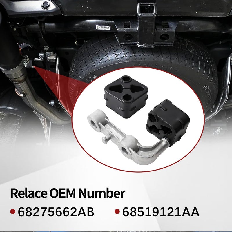 RydSuns 3Pcs Exhaust Bracket Muffler Support Compatible with 2019-2025 Dodge Ram 1500 Rear Left Driver Side Rubber Isolator Hanger Assembly Replaces 68519121AA 68275662AB - Image 2